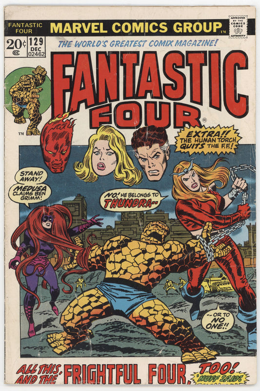 Fantastic Four 129 Marvel 1972 GD VG John Buscema 1st Thundra Frightful Four