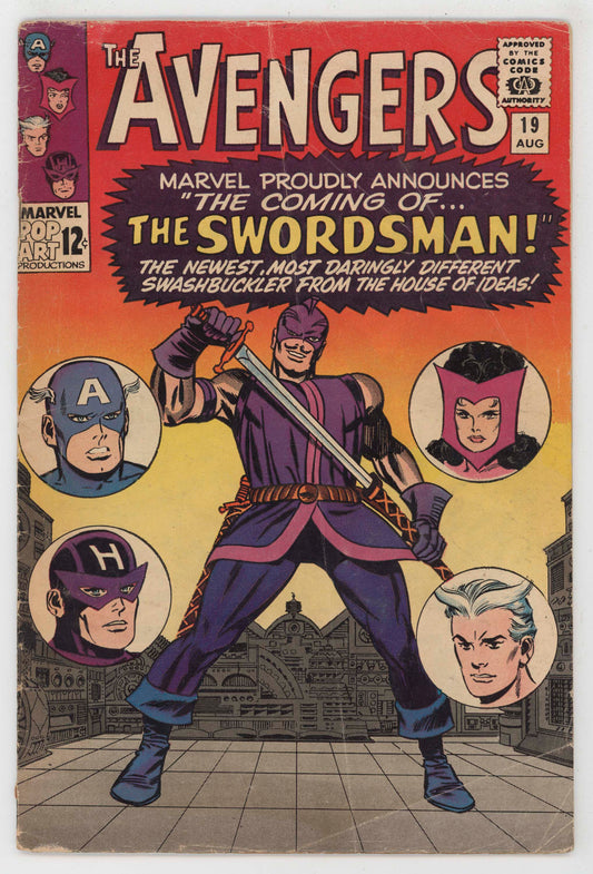 Avengers 19 Marvel 1965 VG 1st Swordsman Captain America Hawkeye