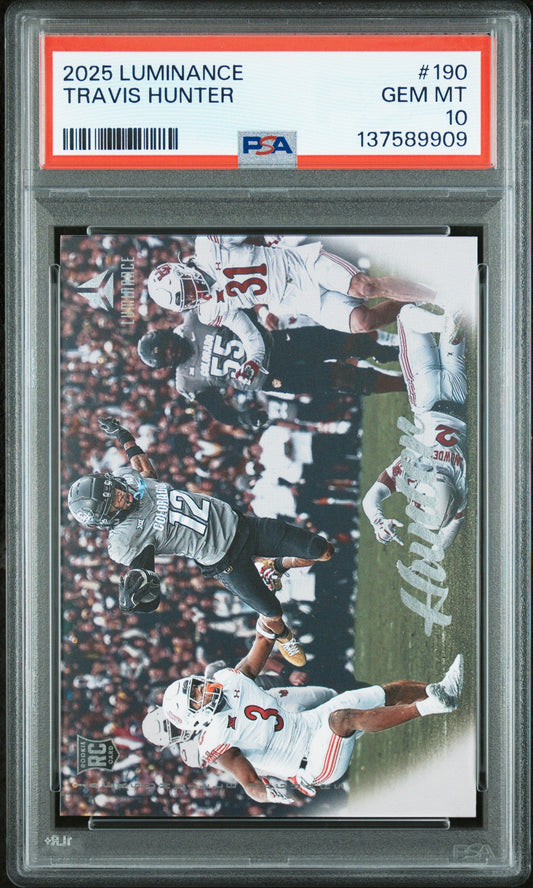 Graded 2025 Panini Luminance Travis Hunter #190 Rookie RC Football Card PSA 10 Gem Mint