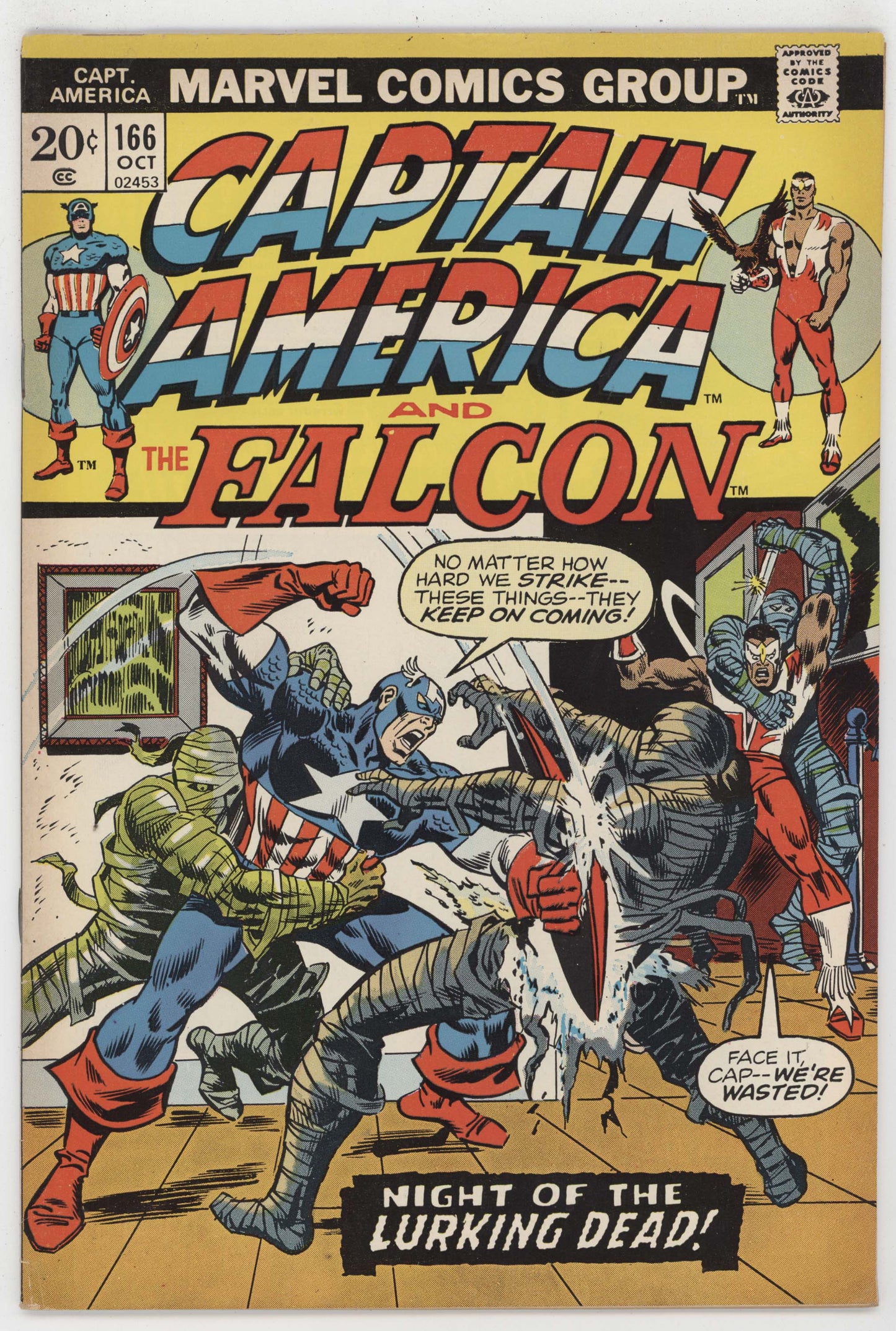 Captain America 166 Marvel 1973 FN VF Falcon Mummy Azombies Night Lurking Dead