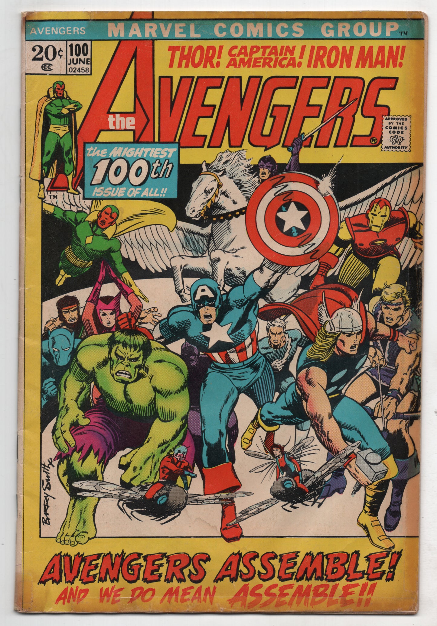 Avengers 100 Marvel 1972 GD VG Captain America Iron Man Thor Scarlet Witch Hulk
