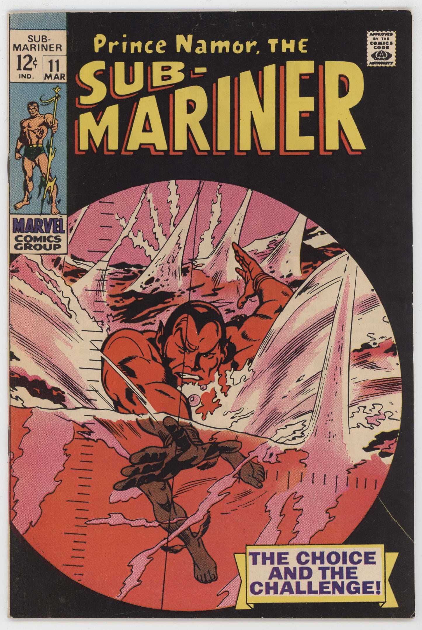 Sub-Mariner 11 Marvel 1969 VF Gene Colan Roy Thomas Namor Gun Target