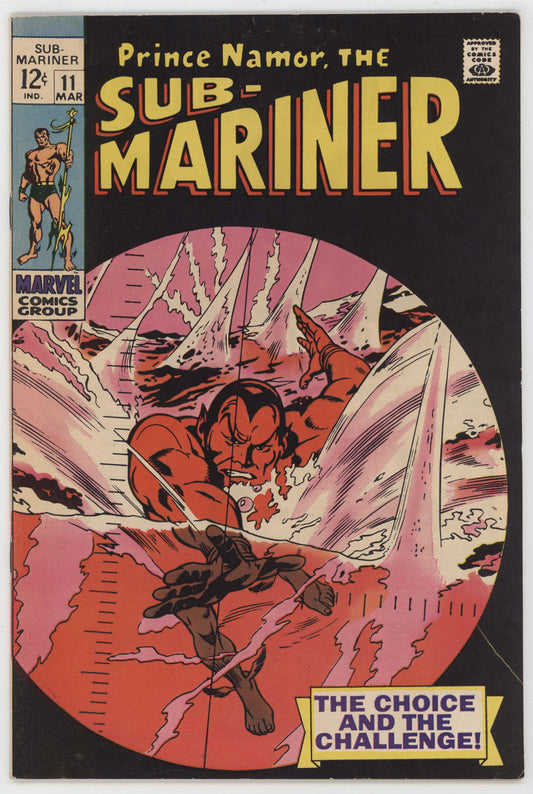 Sub-Mariner 11 Marvel 1969 VF Gene Colan Roy Thomas Namor Gun Target