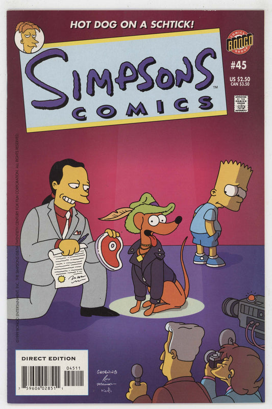 Simpons Comics 45 Bongo 1999 VF Santas Little Helper Bart Mr Sparkle