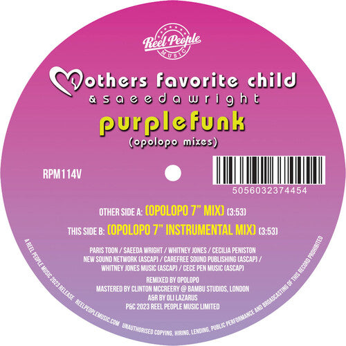 Mothers Favorite Child & Saeeda Wright - Purple Funk (Opolopo Remixes) (Vinyl LP)