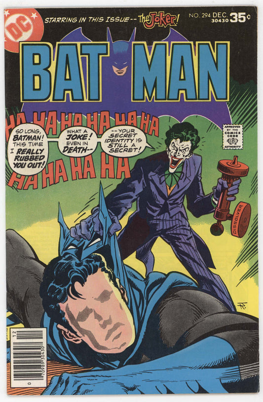 Batman 294 DC 1977 VF Jim Aparo Joker Who Killed