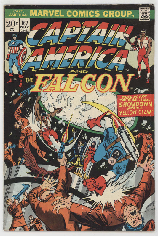 Captain America 167 Marvel 1973 FN Falcon Nick Fury Yellow Claw Jetpack