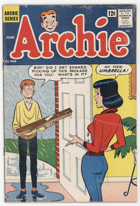 Archie Comics 146 Archie 1964 VG Veronica Betty GGA Headlights Wet Umbrella