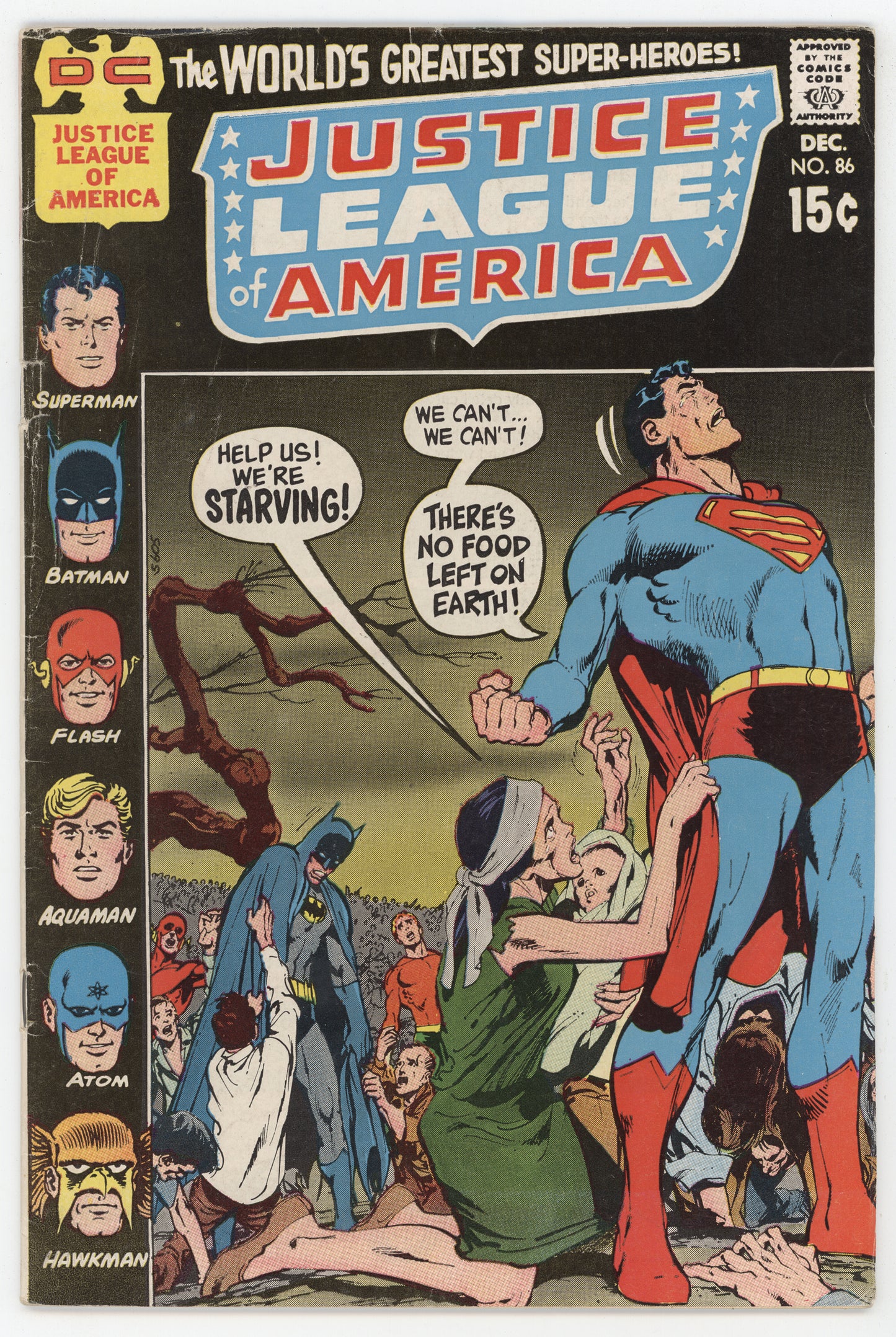 Justice League Of America 86 DC 1970 FN Superman Batman Flash Hawkman Aquaman Neal Adams