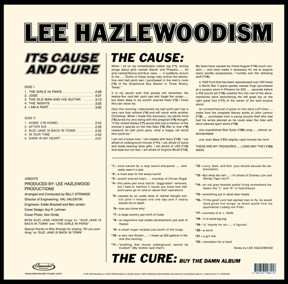 Lee Hazlewood - Lee Hazlewoodism: Its Cause & Cure (Spa) [LP]