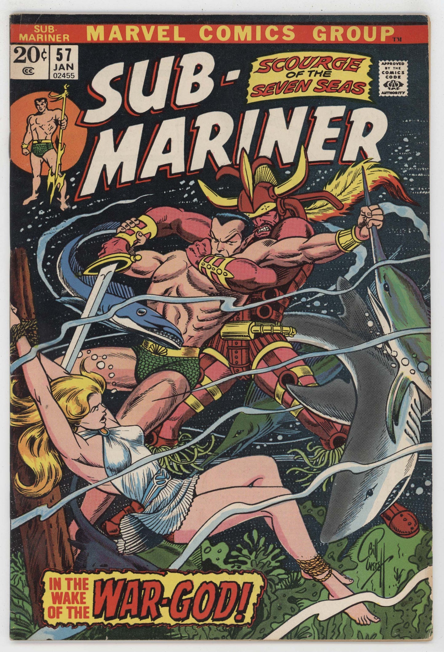 Sub-Mariner 57 Marvel 1973 VG Bill Everett Namor 1st Venus GGA Shark Attack