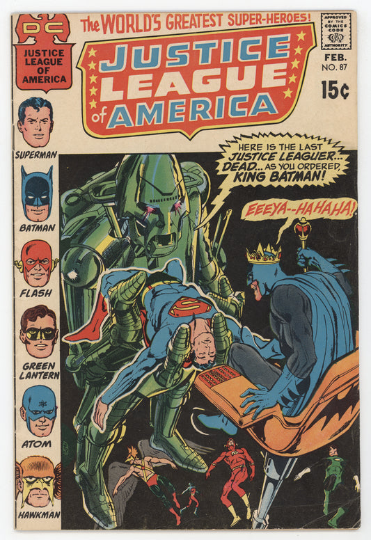 Justice League Of America 87 DC 1971 FN Superman Batman Flash Hawkman Green Lantern Neal Adams