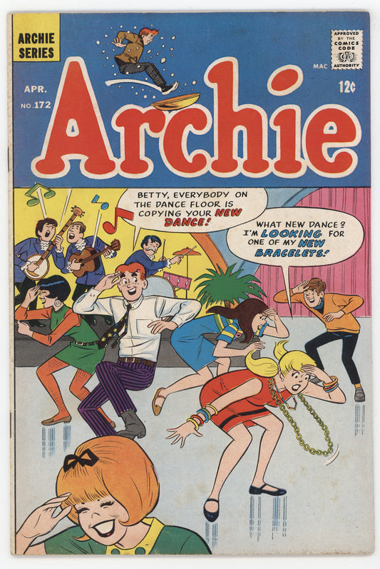 Archie Comics 172 Archie 1967 FN Betty Veronica Dab Dance Gold Chain GGA Mod Pin-Up