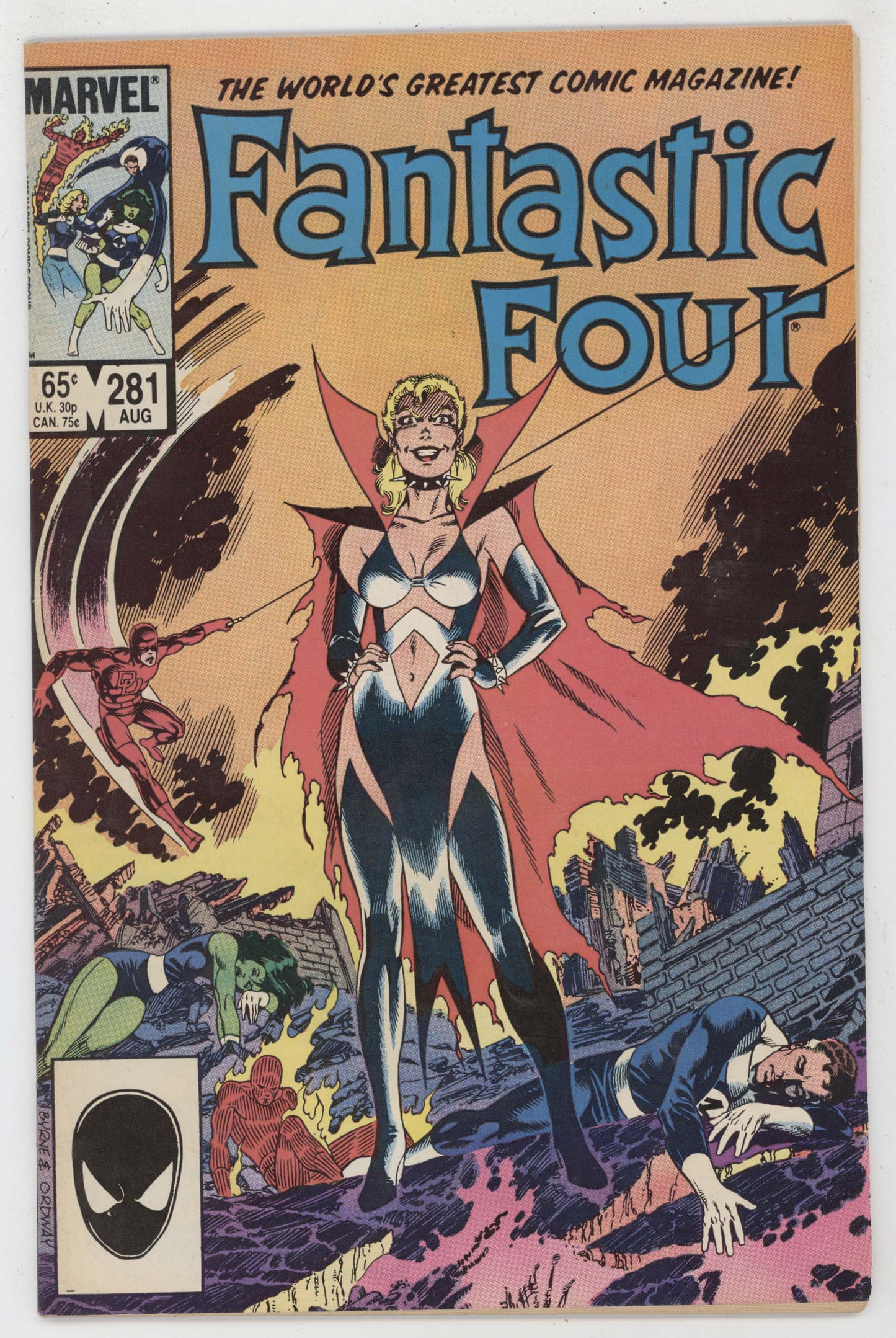 Fantastic Four 281 Marvel 1985 NM- She-Hulk Daredevil Malice Secret Wars II