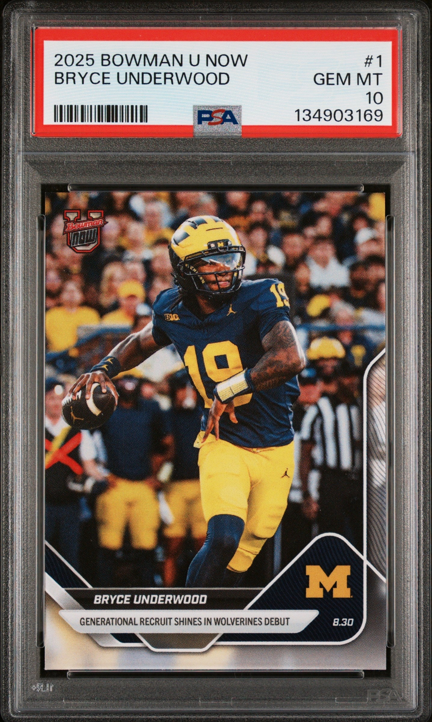 Graded 2025 Topps Bowman U Now Bryce Underwood #1 Rookie RC Football Card PSA 10 Gem Mint - Golden Apple Comics