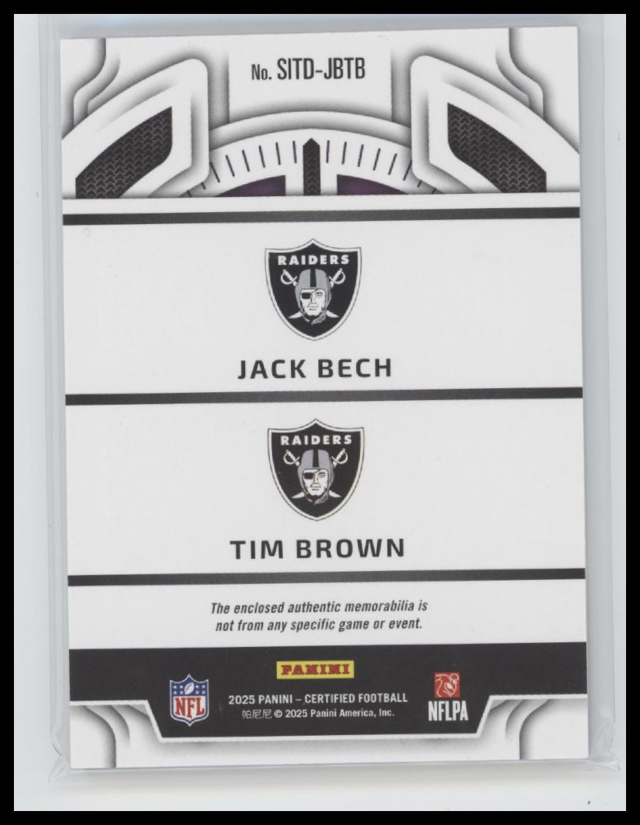 2025 Panini Stitches in Time Purple Jack Bech / Tim Brown #/40 #SITD-JBTB