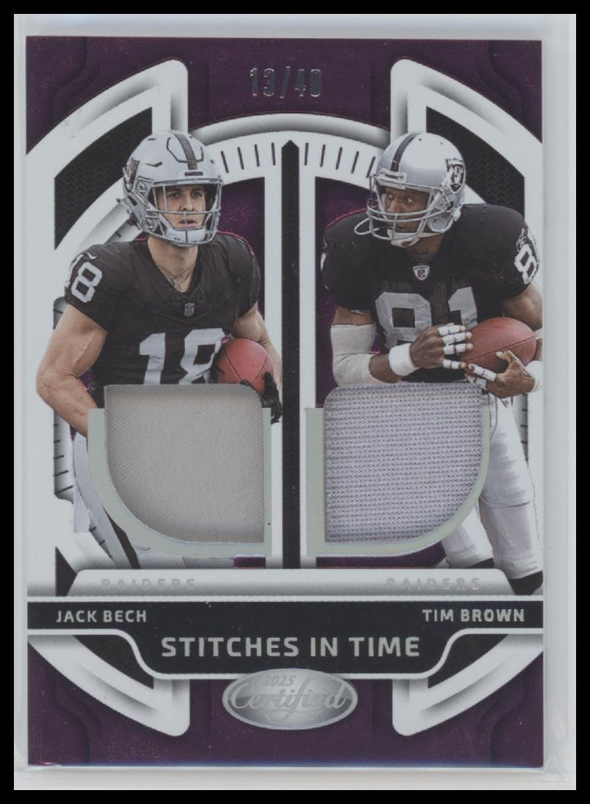 2025 Panini Stitches in Time Purple Jack Bech / Tim Brown #/40 #SITD-JBTB