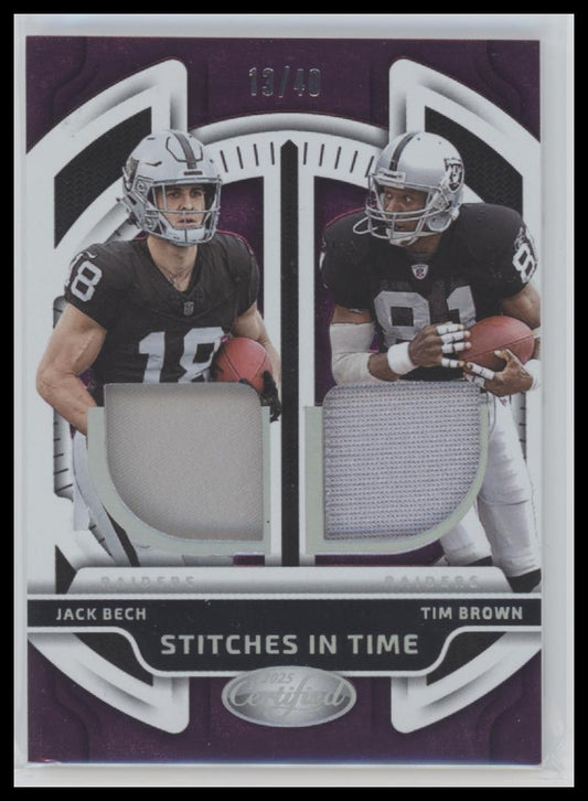 2025 Panini Stitches in Time Purple Jack Bech / Tim Brown #/40 #SITD-JBTB