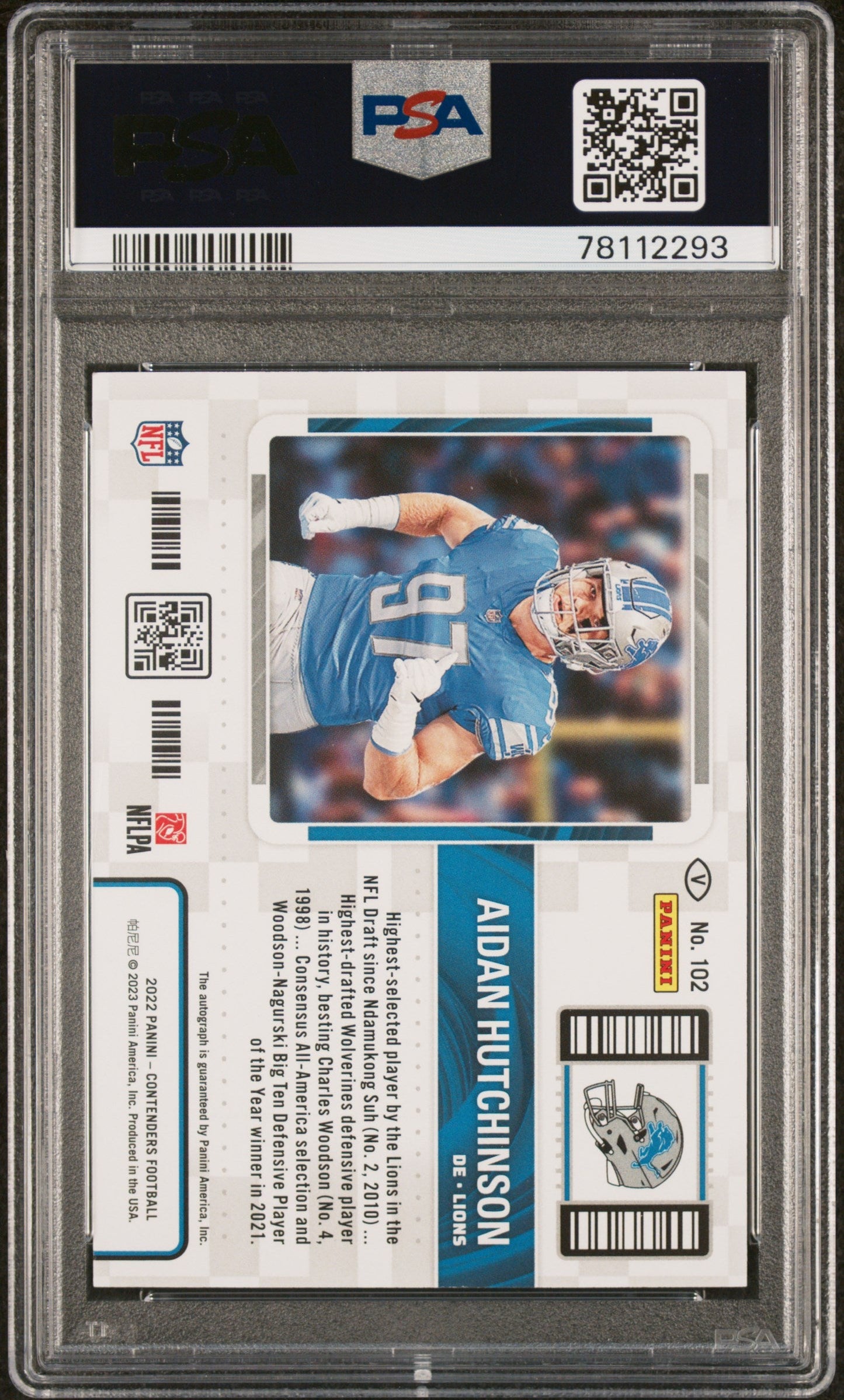 2022 Panini Contenders Variation-Autograph Aidan Hutchinson 9 PSA #102 - Golden Apple Comics