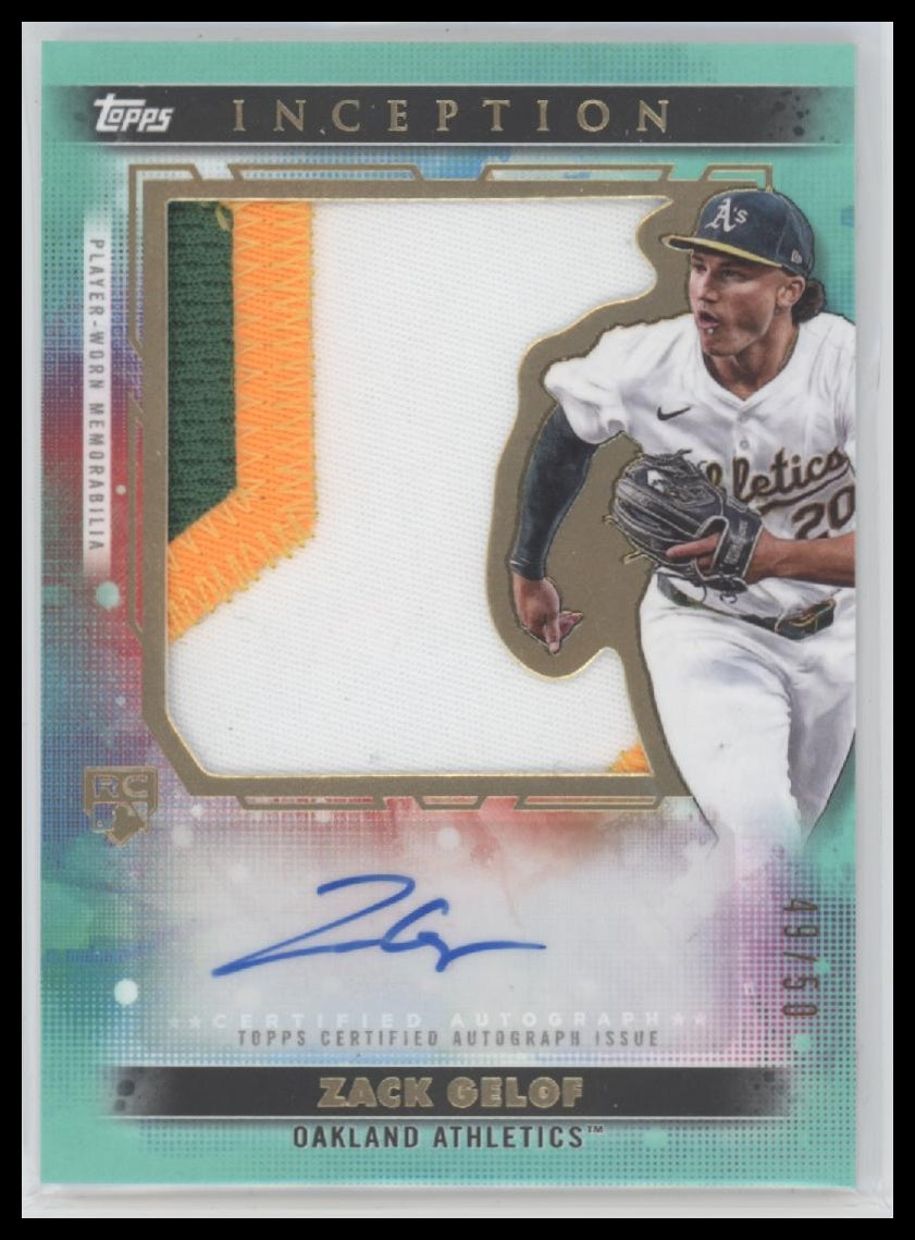 2024 Topps Inception Autographed Jumbo Patch Aqua Zack Gelof #/50 Auto #AJP-ZG