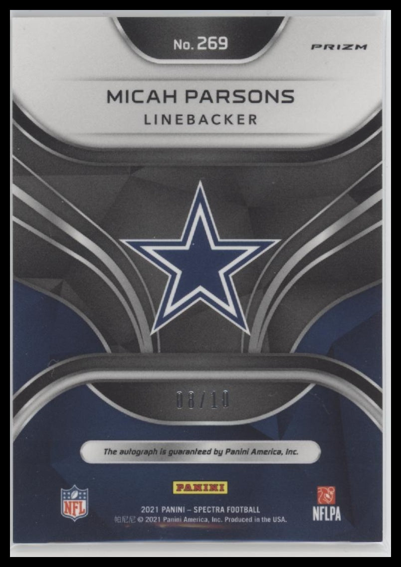 2021 Panini Spectra Neon Orange Micah Parsons Rookie #/10 Auto #269