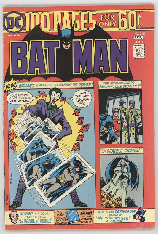Batman 260 DC 1975 FN Nick Cardy Joker Playing Card Riddler Catwoman