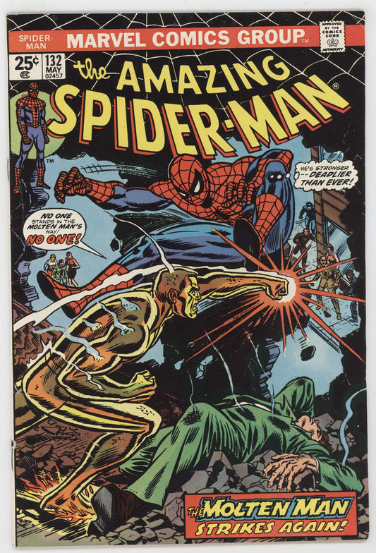 Amazing Spider-Man 132 Marvel 1974 FN VF Gil Kane Gerry Conway Molten Man