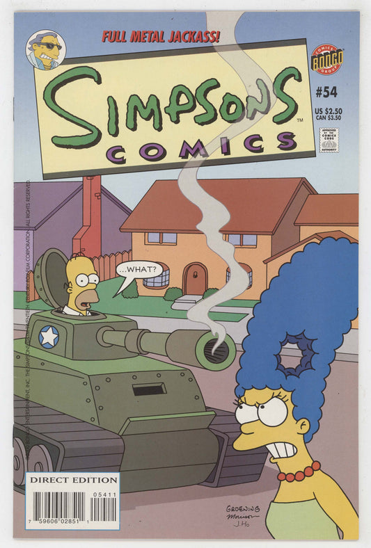 Simpons Comics 54 Bongo 2001 NM- 9.2 Full Metal Jackass Tank