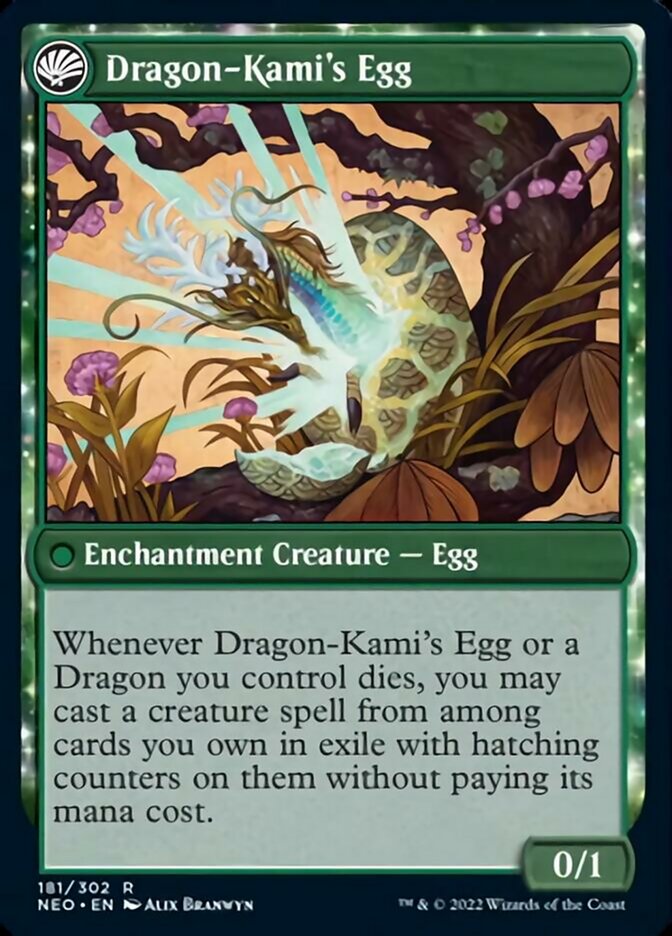 The Dragon-Kami Reborn // Dragon-Kami's Egg (NEO-181) - Kamigawa: Neon Dynasty: (fandfc, enchantment)