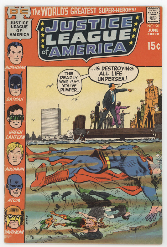 Justice League Of America 90 DC 1971 FN VF Superman Batman Green Lantern Hawkman Aquaman