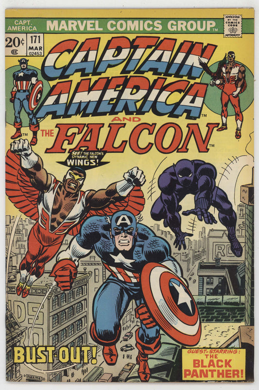 Captain America 171 Marvel 1974 FN Falcon Black Panther Iron Man John Romita