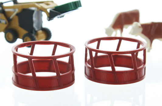 3D To Scale 64-300-R 1/64 – Hay Feeder 2pk Red Miniature Prop
