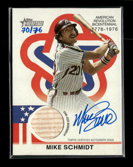 2025 Topps Heritage Bicentennial Autographed Relics Mike Schmidt #/76 #BAR-MS