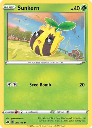 Sunkern 007/159 - Crown Zenith Reverse Holofoil
