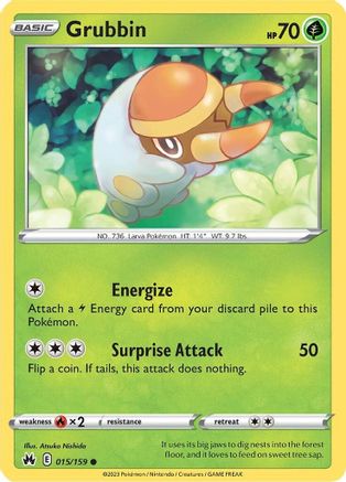 Grubbin 015/159 - Crown Zenith Reverse Holofoil