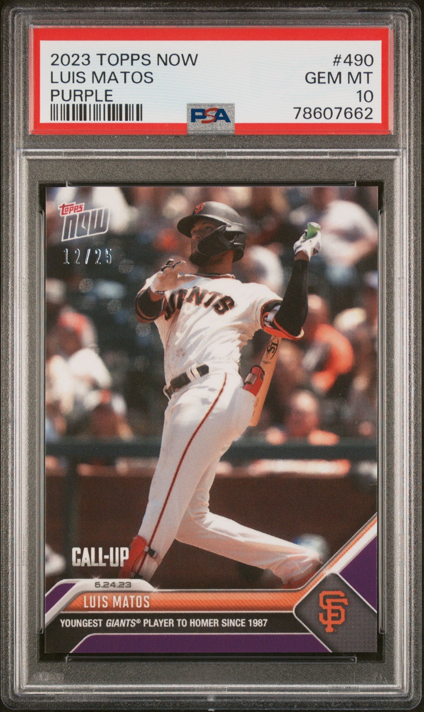 Graded 2023 Topps Now Luis Matos #490 Purple #/25 Rookie RC Baseball Card PSA 10 Gem Mint - Golden Apple Comics