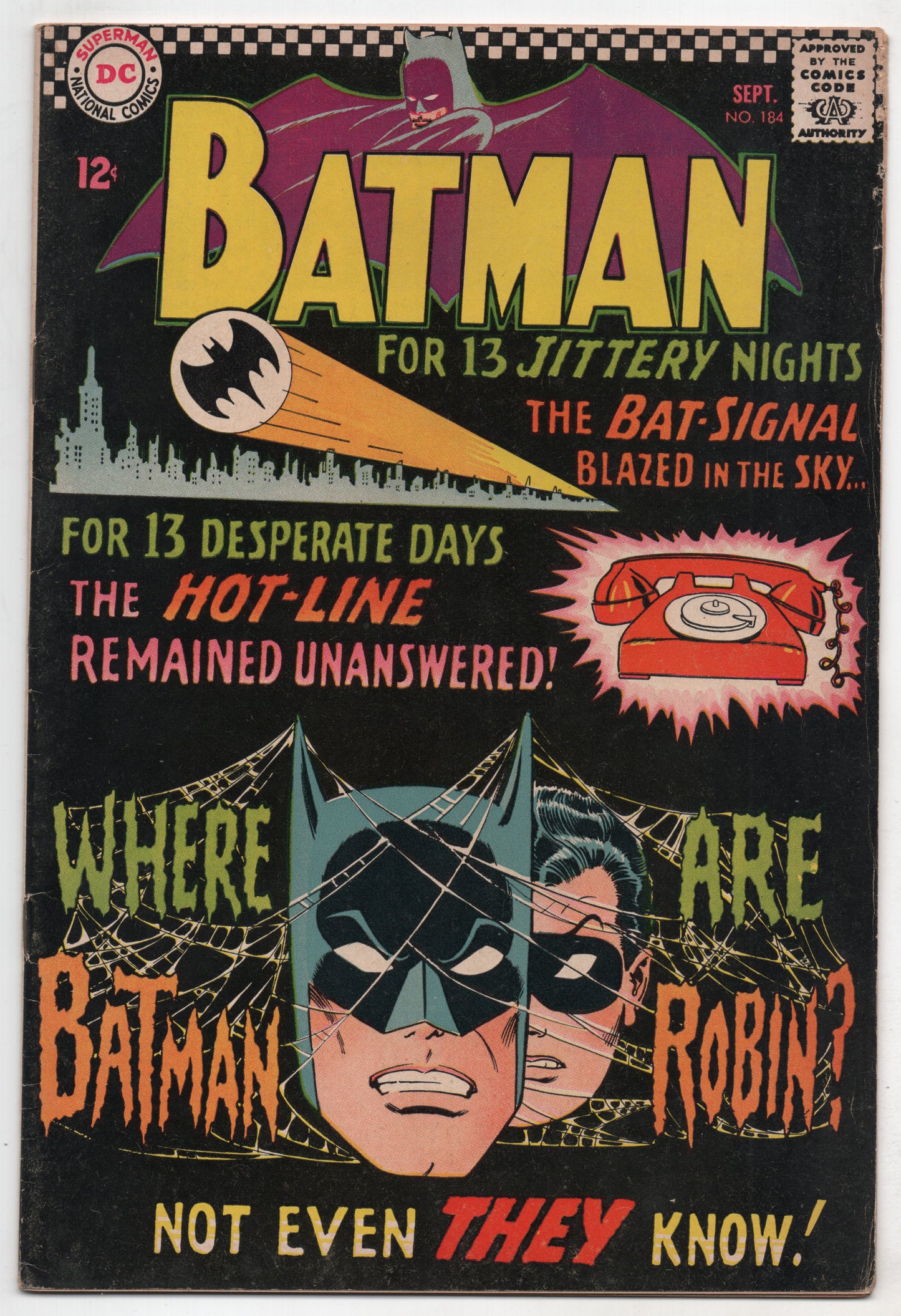 Batman 184 DC 1966 FN Robin Bat Signal Hot Line Carmine Infantino