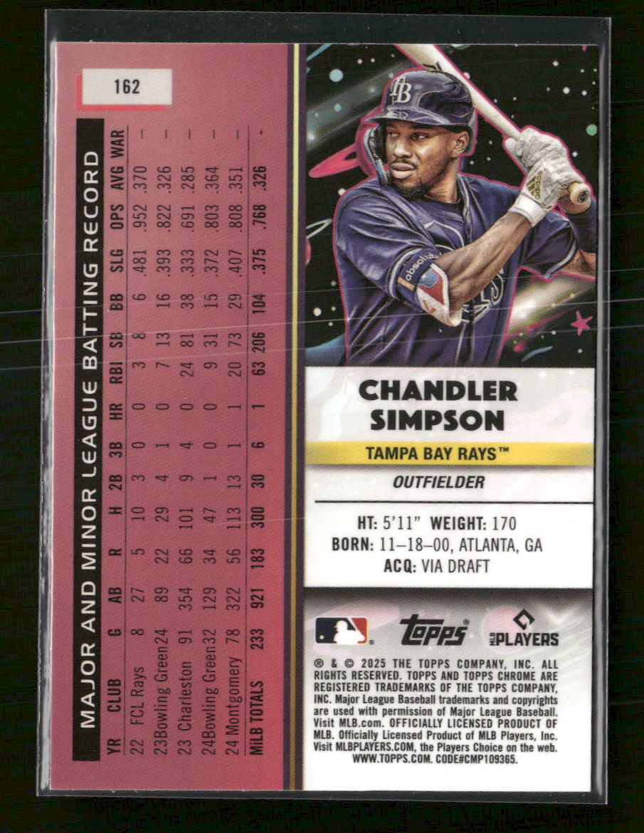2025 Topps Cosmic Purple Nebula Refractor Chandler Simpson Rookie #/150 #162 - Golden Apple Comics