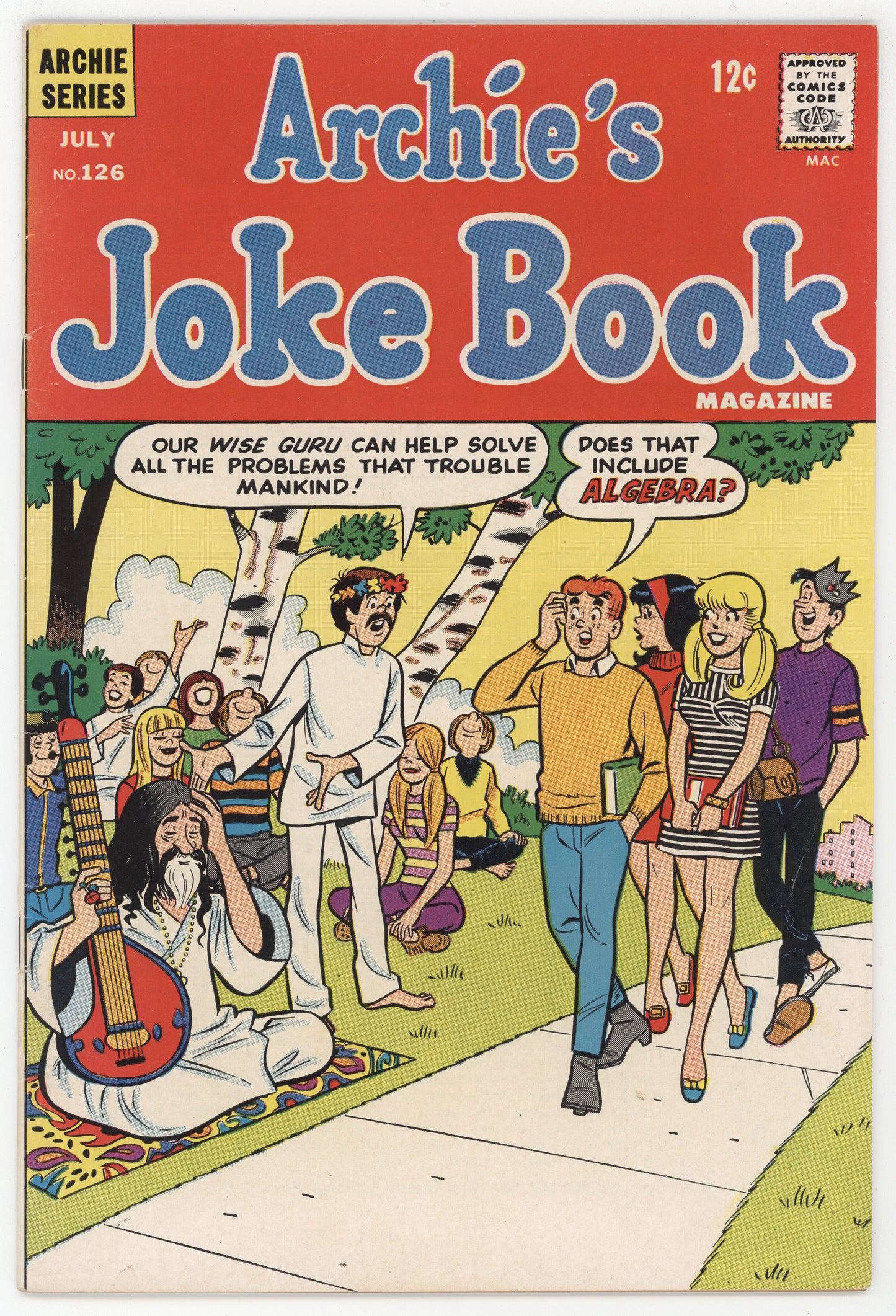 Archie's Joke Book 126 Archie 1968 FN VF Hippie Cult Guru Betty Veronica Monkees Band