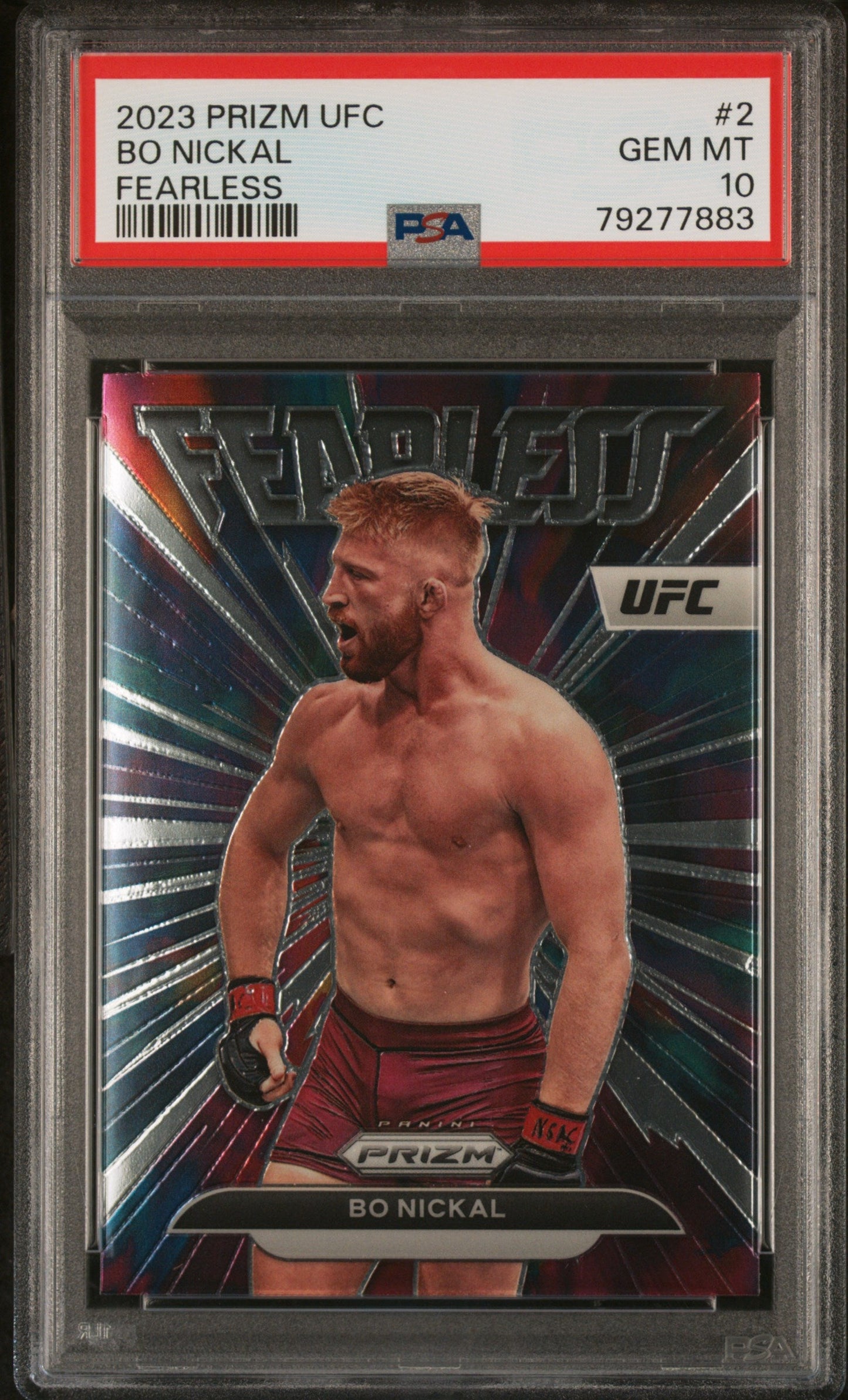 Graded 2023 Panini Prizm Bo Nickal #2 Fearless Rookie RC UFC MMA Card PSA 10 Gem Mint - Golden Apple Comics