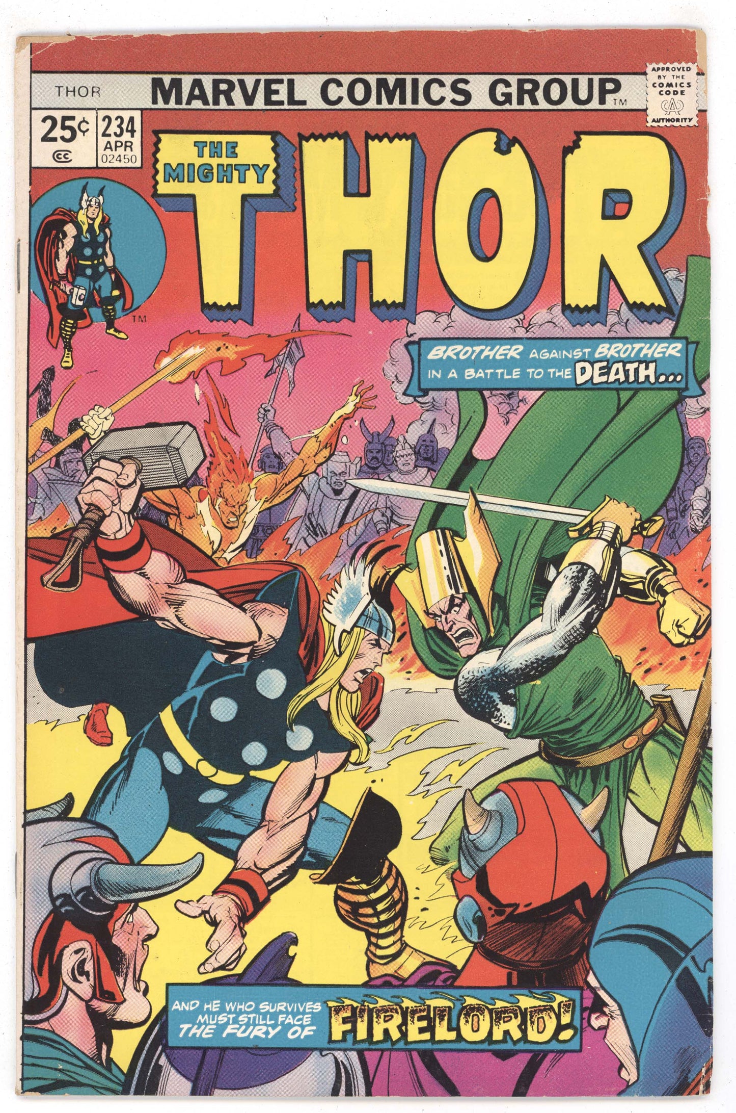 Mighty Thor 234 Marvel 1975 VG FN Gil Kane Loki Iron Man Firelord Hercules