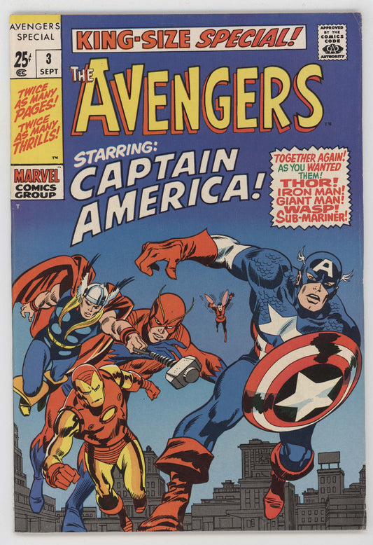 Avengers Annual 3 Marvel 1969 VF Captain America 4 Thor Iron Man John Buscema