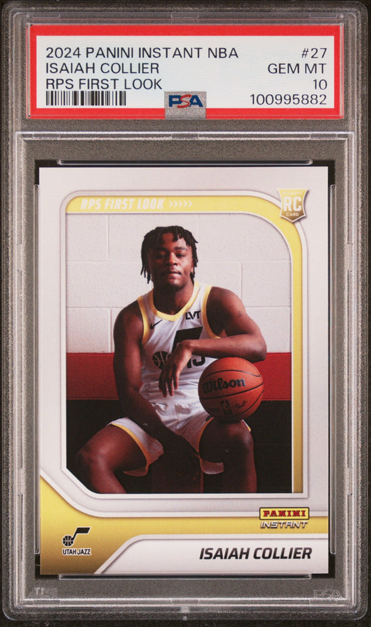 Graded 2024 Panini Instant NBA Isaiah Collier #27 RPS First Look Rookie RC Basketball Card PSA 10 Gem Mint