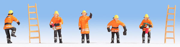 Noch 15022 HO Scale Firefighters w/Ladders -- 5 Figures & 2 Ladders