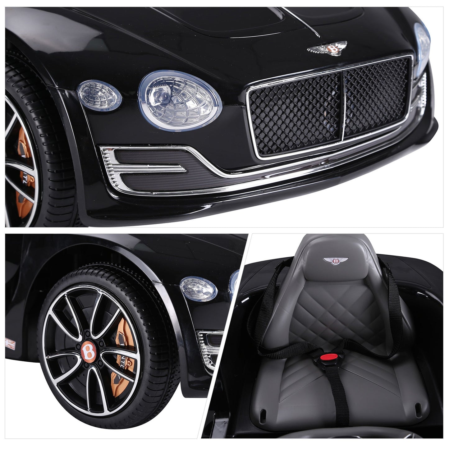 Licensed 12V Bentley Ride On Car for Kids with Parent Remote Control - Black
