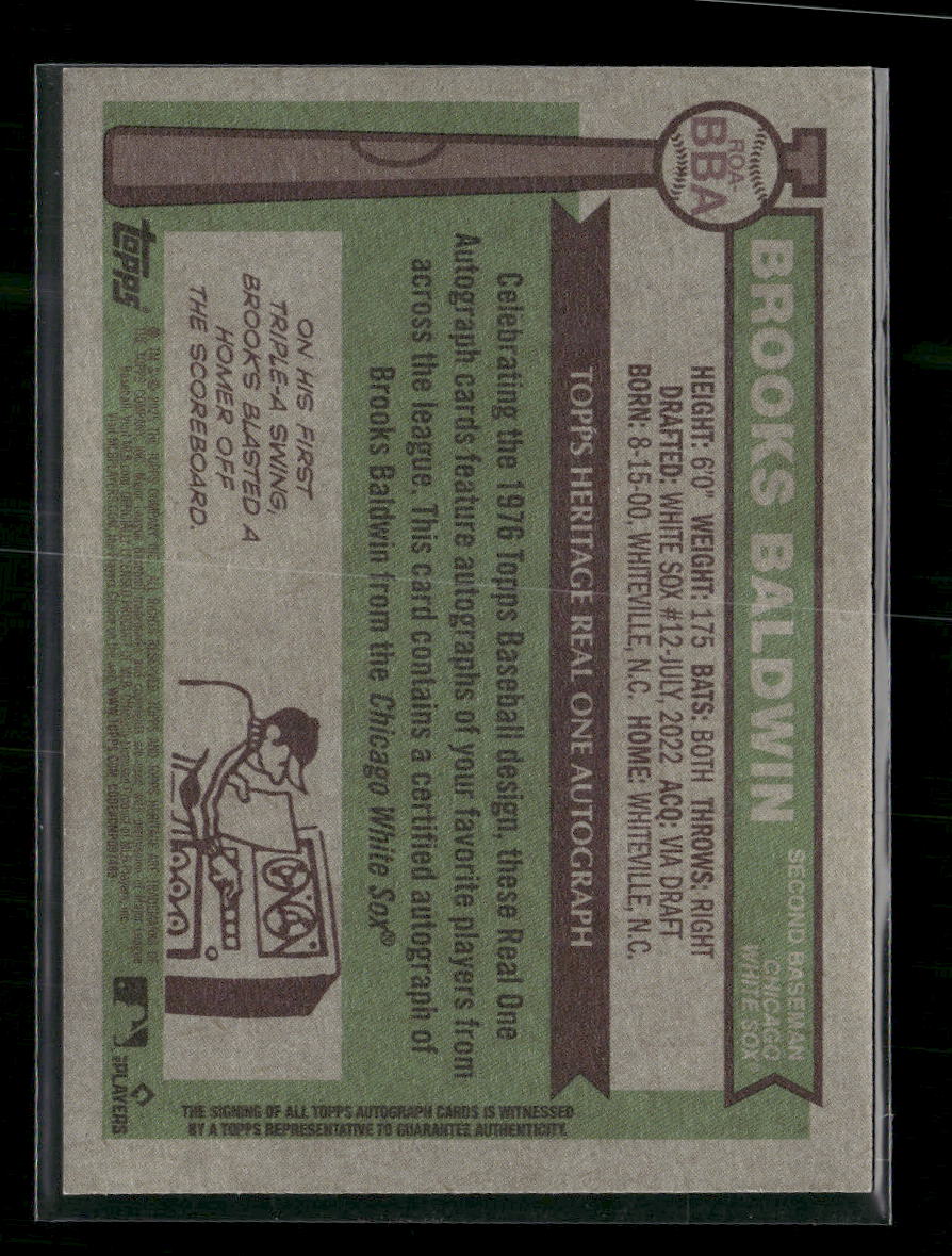 2025 Topps Heritage Real One Autographs Brooks Baldwin Auto #ROA-BBA - Golden Apple Comics