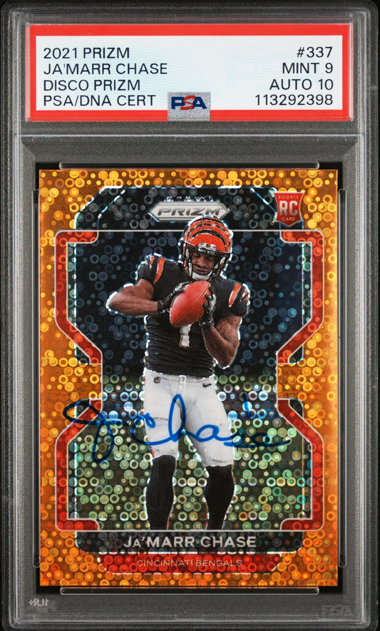 2021 Panini Prizm Disco Prizm Ja’marr Chase 9 Auto PSA #337