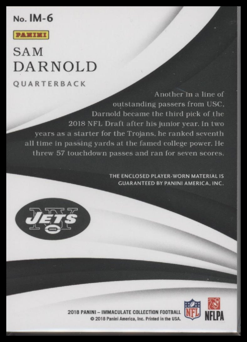 2018 Panini Immaculate Collection Immaculate Logos Sam Darnold #/22 #IM-6 - Golden Apple Comics
