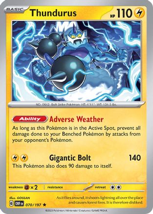Thundurus 070/197 - SV03 Obsidian Flames Holofoil - Golden Apple Comics