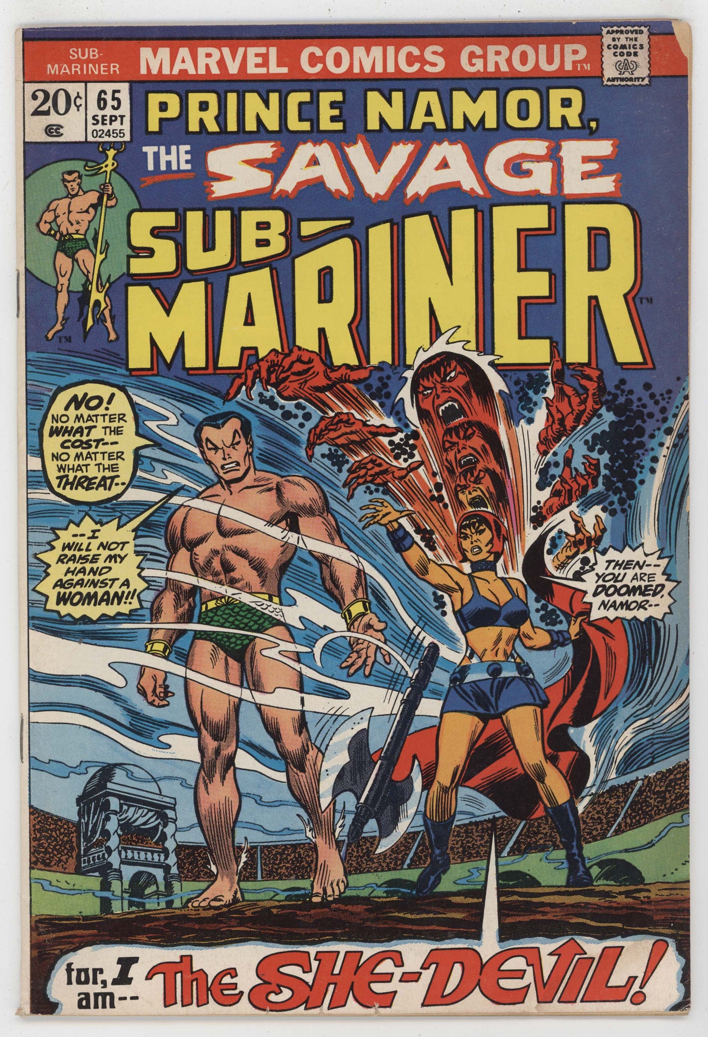 Savage Sub-Mariner 65 Marvel 1973 VG John Romita Steve Gerber Namor